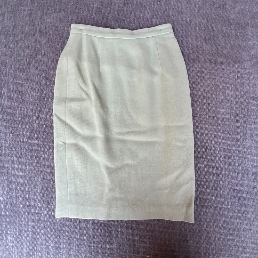 Vintage Womens Pencil Skirt 4 Sage Green Lined Back Vent Formal Business Career